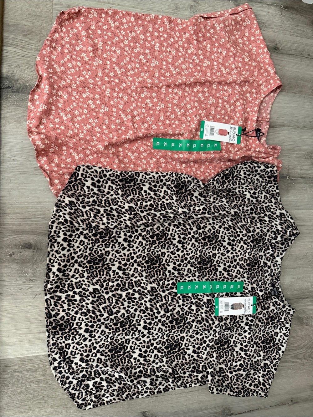 Women’s Floral and Leopard Print Blouse Duo - Pink Floral & Black Leopard
